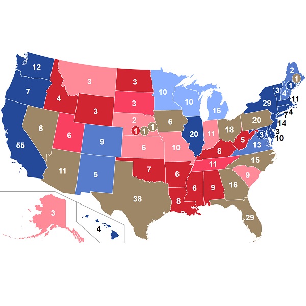 美國選舉人票地圖 - 拉鋸戰 - 中英物語 ChToEn